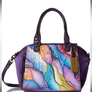 Anuschka Handpainted Leather Mini Convertible Satchel,Cosmic Quest